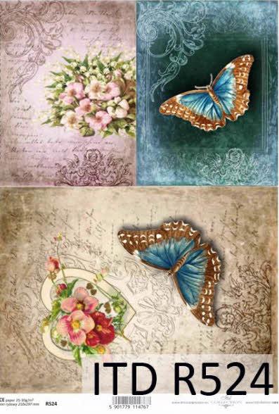 DECOUPAGE PAPIR RIŽIN A4, LEPTIR&BUKET