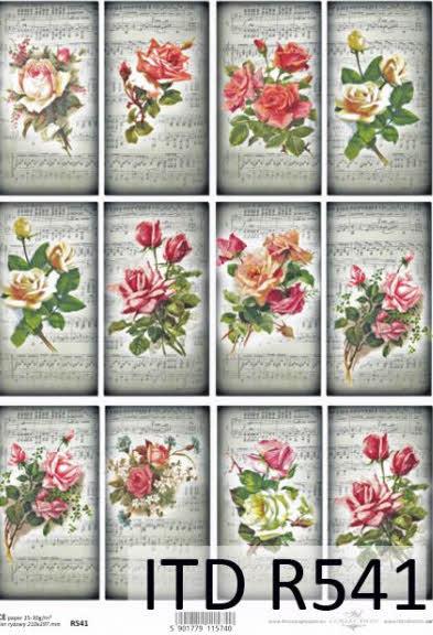 DECOUPAGE PAPIR RIŽIN A4, RUŽE&NOTE
