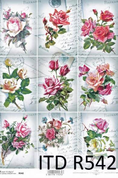 DECOUPAGE PAPIR RIŽIN A4, BUKET RUŽA