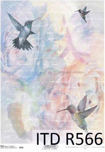 DECOUPAGE PAPIR RIŽIN A4, KOLIBRIĆI