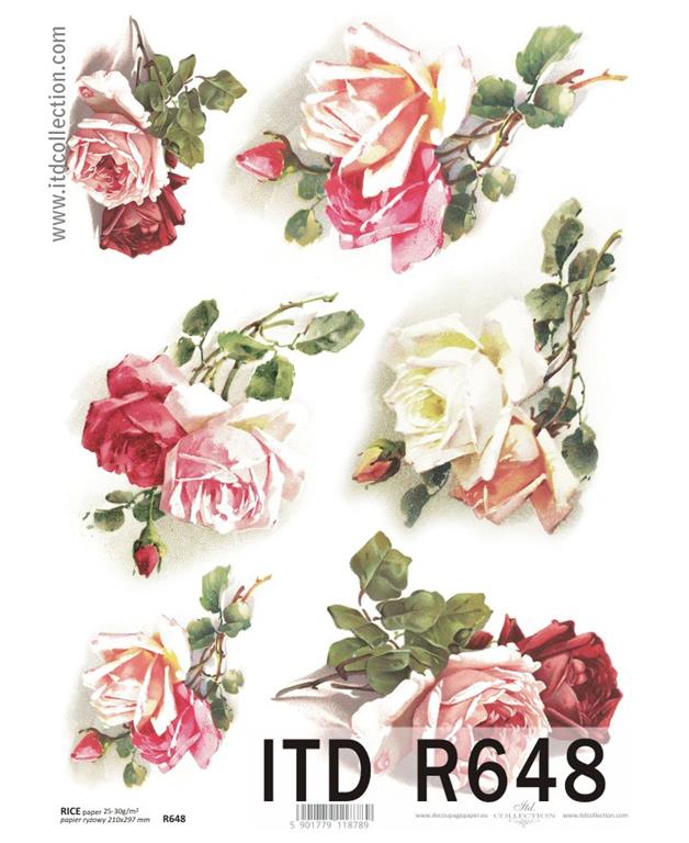 DECOUPAGE PAPIR RIŽIN A4, RUŽE