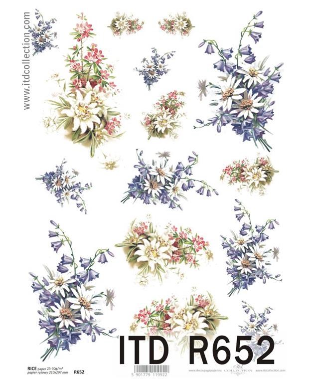 DECOUPAGE PAPIR RIŽIN A4, BUKET PLANINSKIH RUNOLISTA