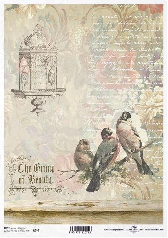 DECOUPAGE PAPIR RIŽIN A4, PTIČICE