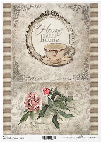 DECOUPAGE PAPIR RIŽIN A4, ŠALICA&RUŽA