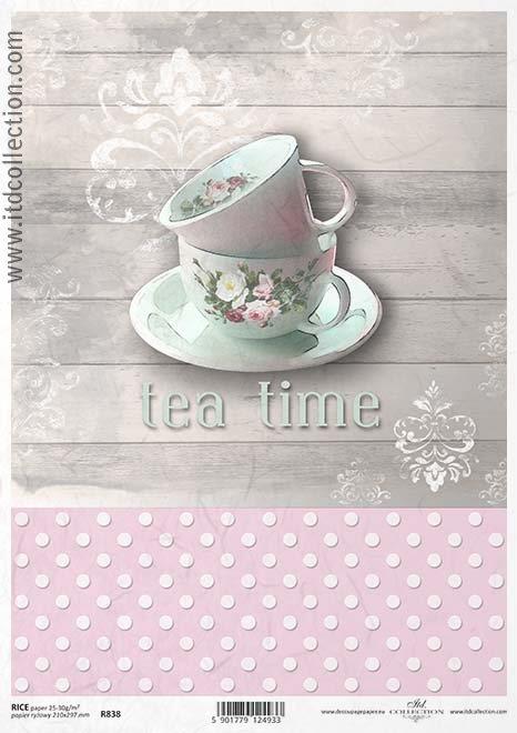 DECOUPAGE PAPIR RIŽIN A4, TEA TIME