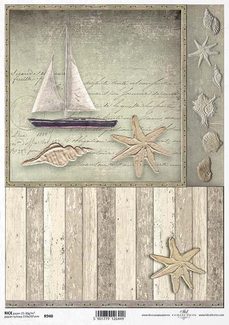 DECOUPAGE PAPIR RIŽIN A4, MORSKI BEŽ