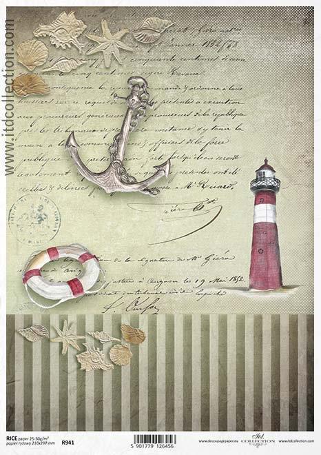 DECOUPAGE PAPIR RIŽIN A4, MORSKI S SIDROM