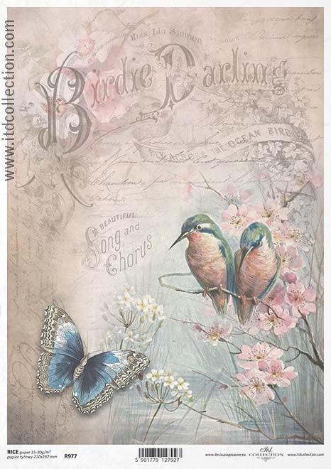 DECOUPAGE PAPIR RIŽIN A4, BIRDIE