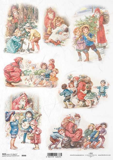 DECOUPAGE PAPIR RIŽIN A4, DJECA Z DEDOMBOŽIĆNJAKOM