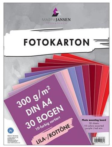 Fotokarton A4 ljubičasto crveni set 30 l10 boja po 3 lista