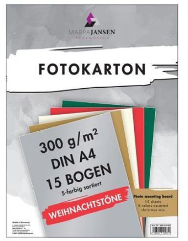 Fotokarton A4 božićni tonovi set 15 list5 boja po 3 lista