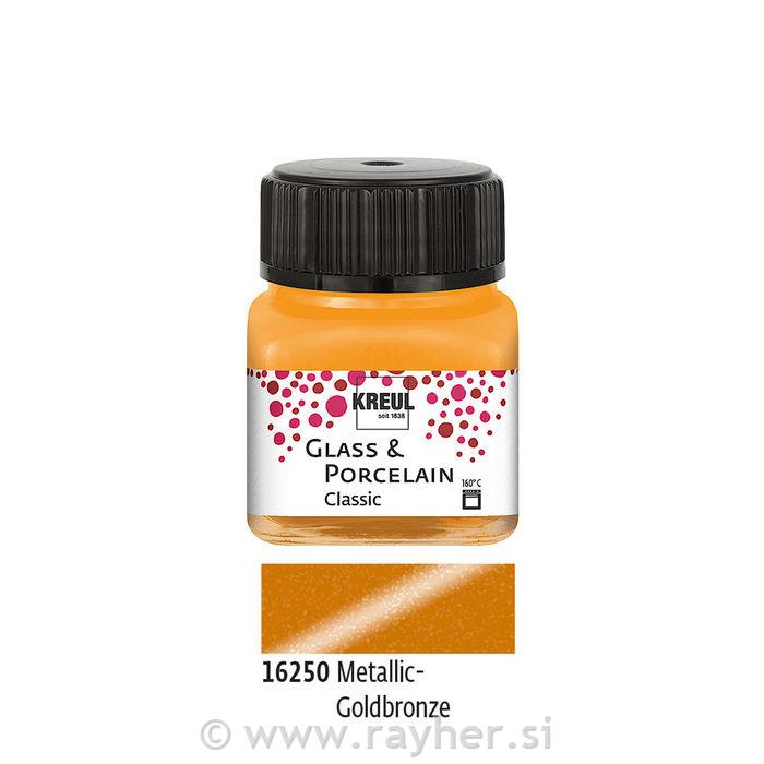 Barva za porcelan in steklo, pokr. 20ml, zlata bronza