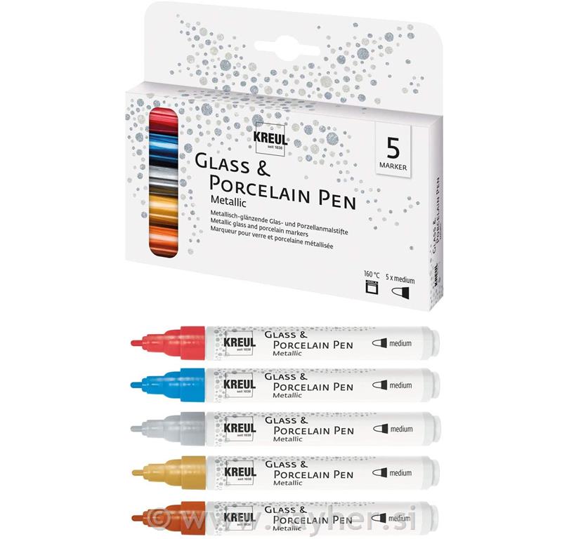 Flomastri za porcelan PEN metalic set 5 - kovinske barve