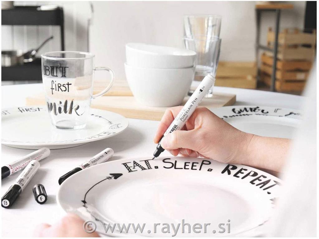 HOBBY LINE Porcelain+GlassPen set4 black