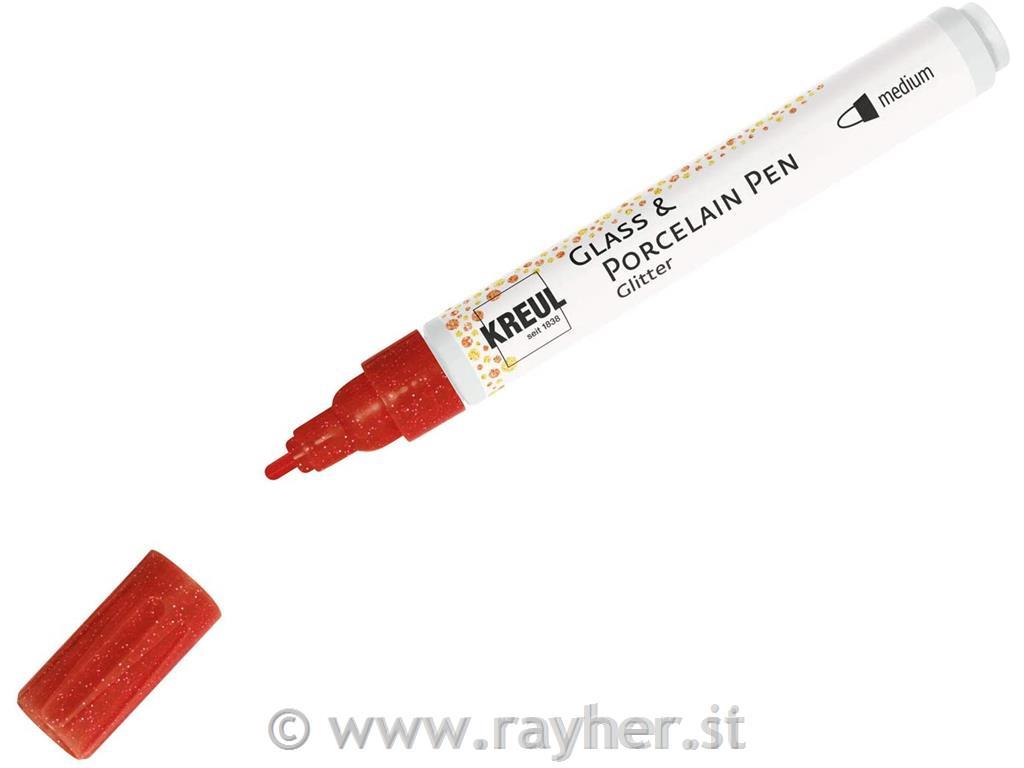 Flomaster za porculan, glitter, karmin