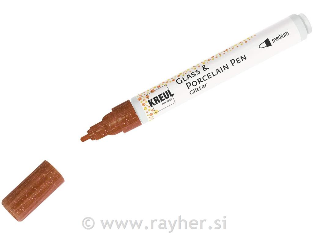 Flomaster za porcelan Glitter, z bleščicami rjav, 1-3mm