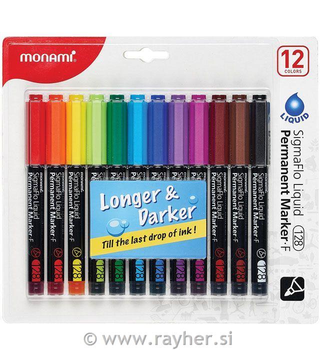 Marker permanent, set 12; 1 mm
