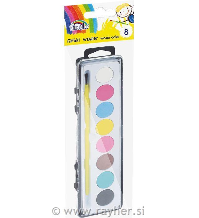 Paleta 8 vodenih boja i kist