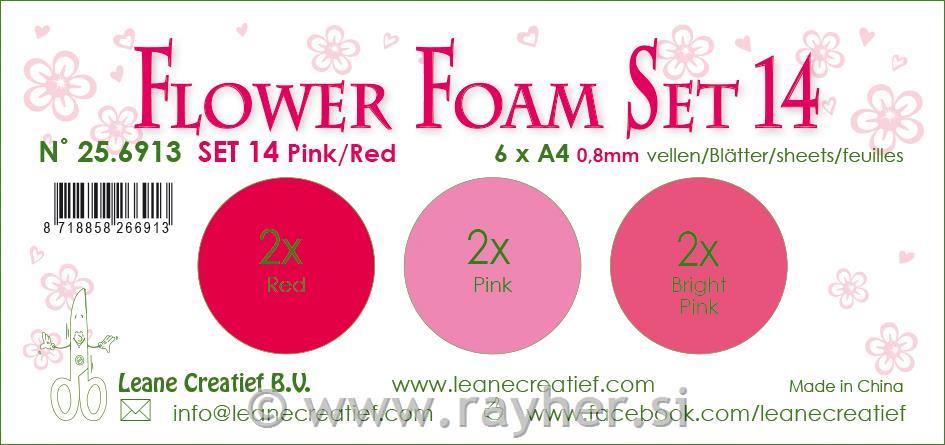 FOAMIRAN PENA LEA'BILITIES, A4, 6 kom, 0.8 mm, pink/crveni toni
