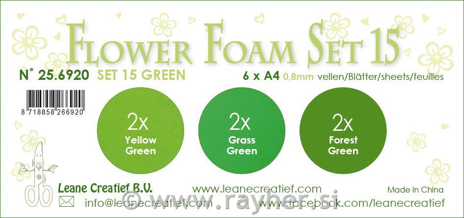 FOAMIRAN PENA LEA'BILITIES, A4, 6 kom, 0.8 mm, zeleni toni