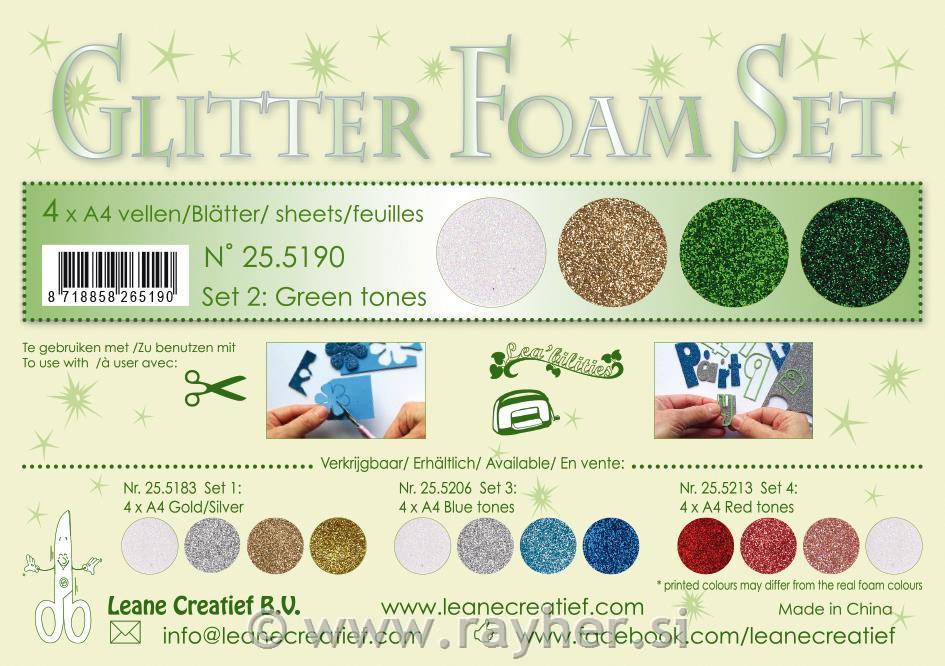 FOAMIRAN PENA LEA'BILITIES SA ŠLJOKICAMA, A4, 4 kom, 0.8 mm, zelena