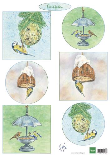 Decoupage paper; Tiny's birds feeding