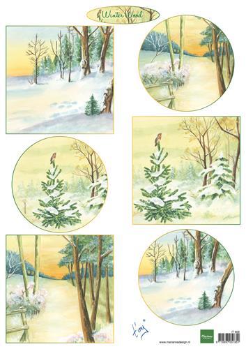 Decoupage slike, Šuma pozimi