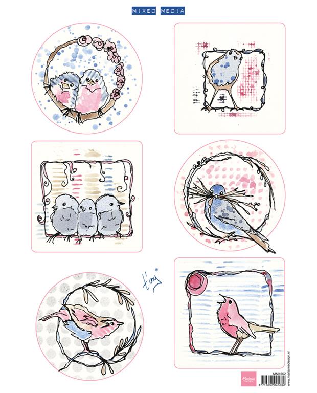 Decoupage slike, Pastelne ptice