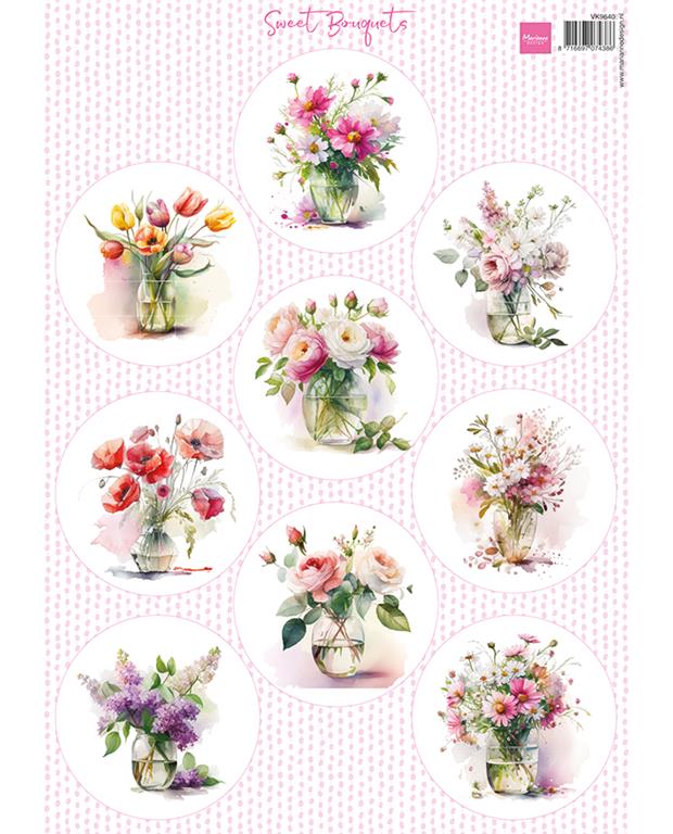 MD Decoupage slike: Slatki buketi - 7 cm