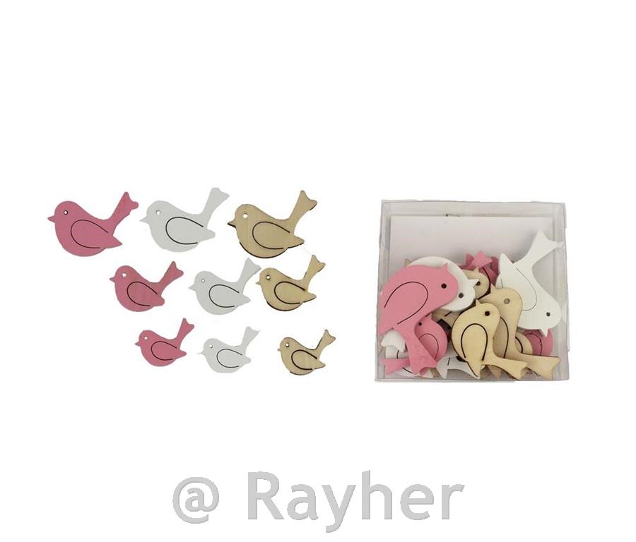 Wooden birds, set 24
