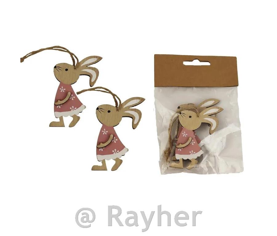 Wooden decorations, bunnies, set 2