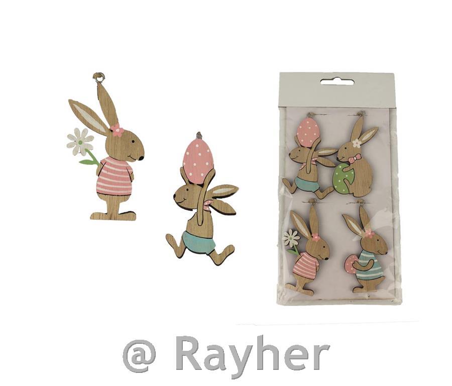 Uskršnji zečevi, drveni, set 4