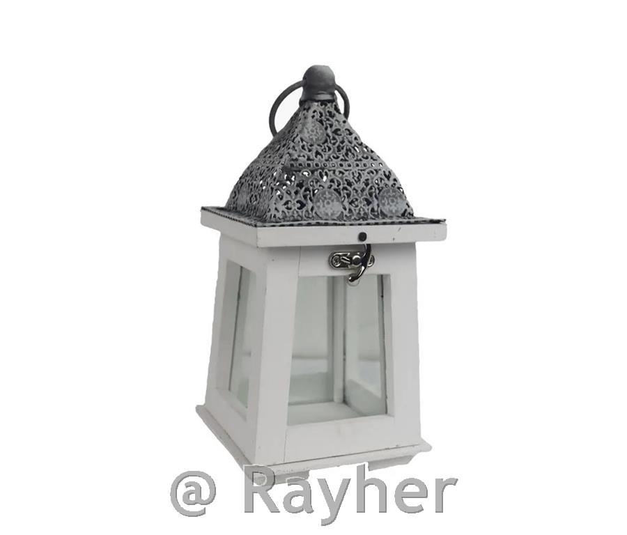 Drvena lanterna, bijela, 24 cm