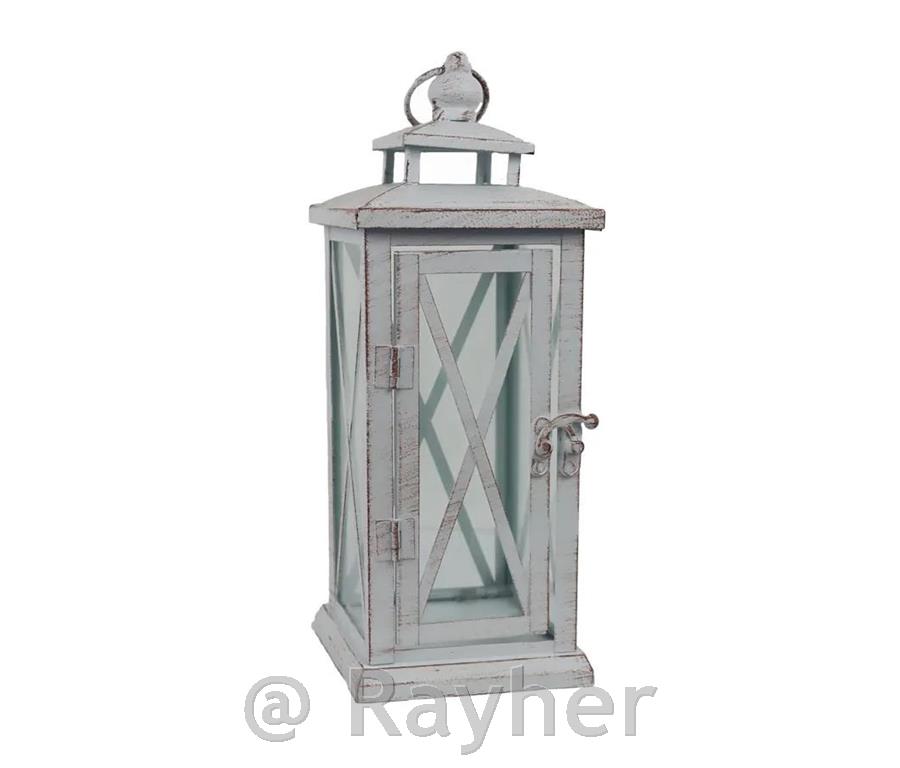 Metalna lanterna, bijela vintage, 28 cm