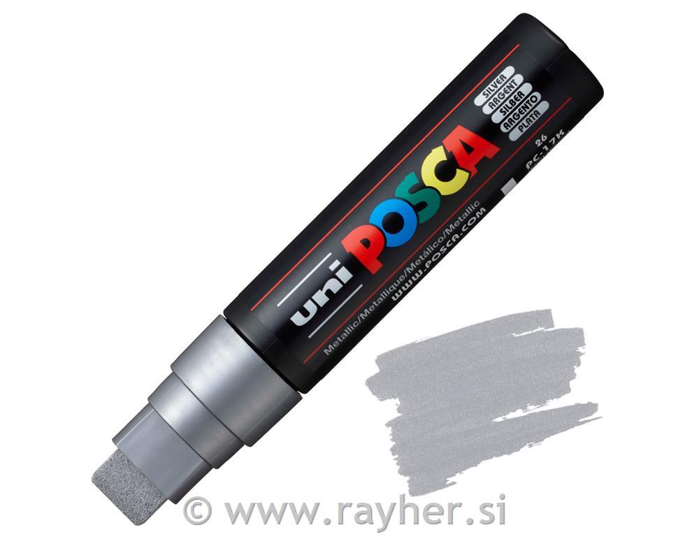 Uni POSCA marker; vrh 15 mm ravan;silver