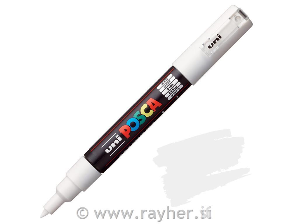 Uni POSCA marker; vrh 0,7 mm bullet;white