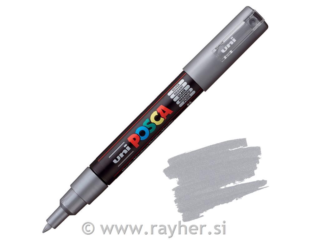 Uni POSCA marker; vrh 0,7 mm bullet;silver