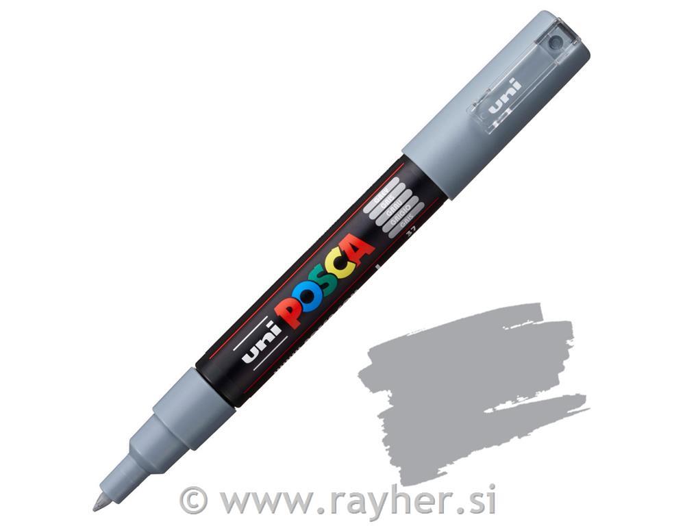 Uni POSCA marker; vrh 0,7 mm bullet;grey