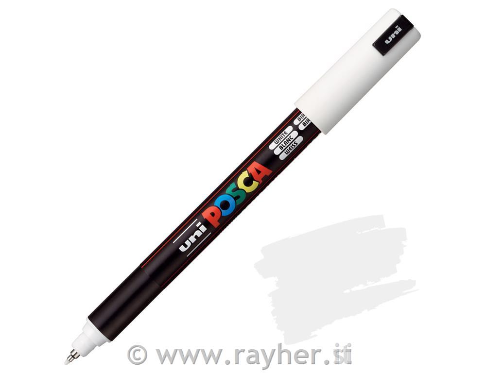 Uni POSCA marker; vrh 0,7 mm metal;white