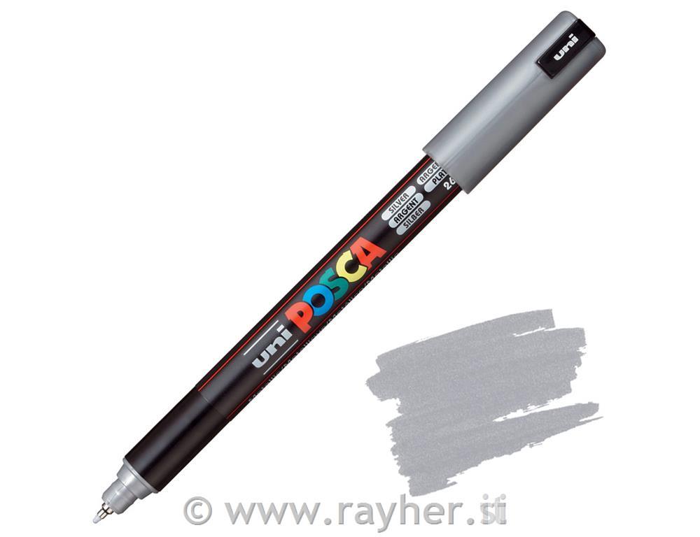 Uni POSCA marker; vrh 0,7 mm metal;silver