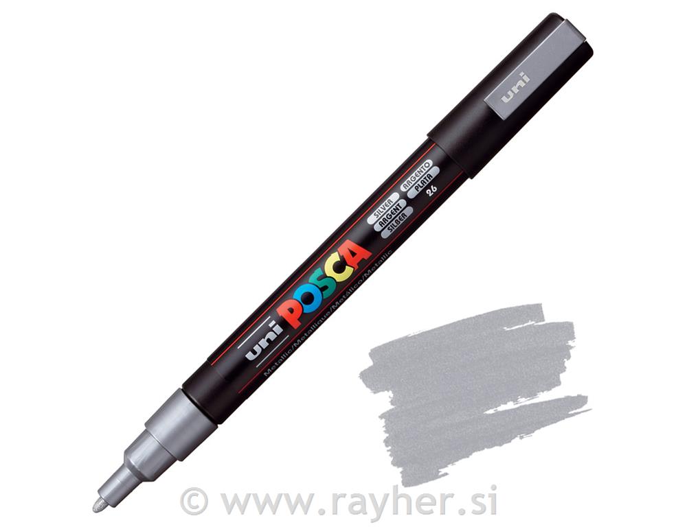 Uni POSCA marker; vrh 0,9-1,3 mm;silver
