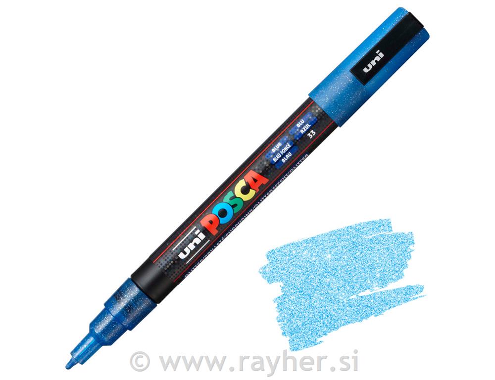 Uni POSCA marker; vrh 0,9-1,3 mm;blue glitter