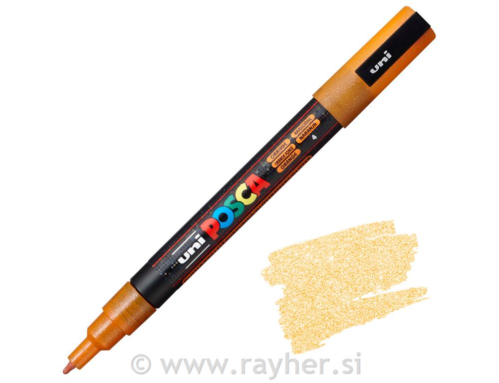 Uni POSCA marker; vrh 0,9-1,3 mm;orange glitter