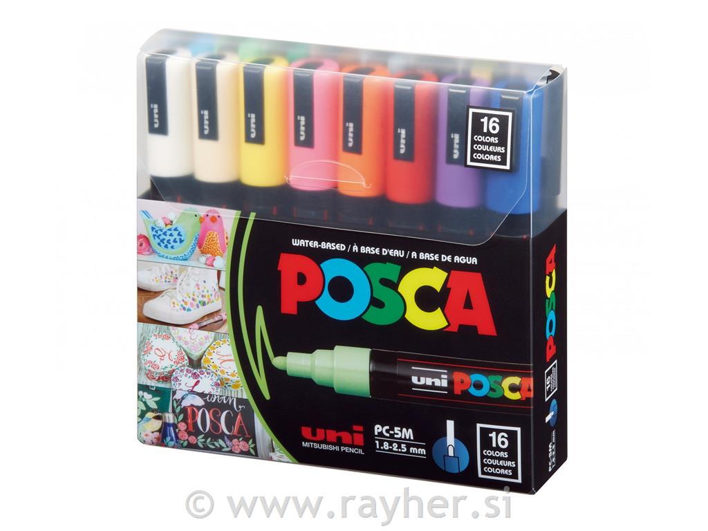 Uni POSCA markeri 5M set 16 Basic;vrh 1,8-2,5 mm