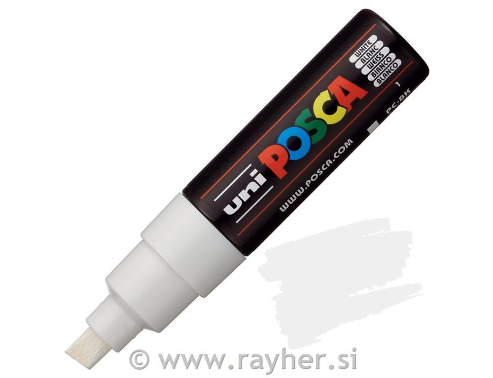 Uni POSCA marker; vrh 8 mm chissel;white