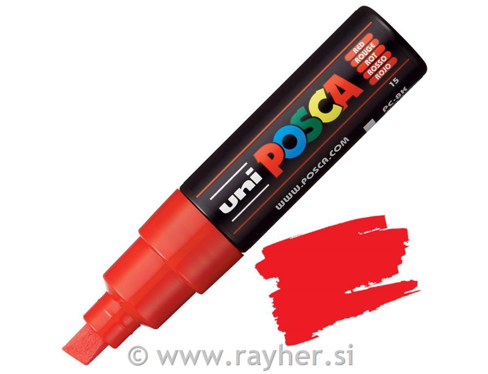 Uni POSCA marker; vrh 8 mm chissel;red