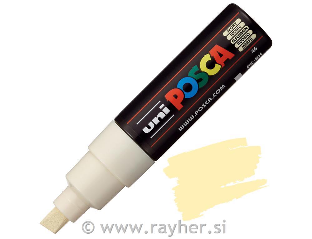 Uni POSCA marker; vrh 8 mm chissel;ivory