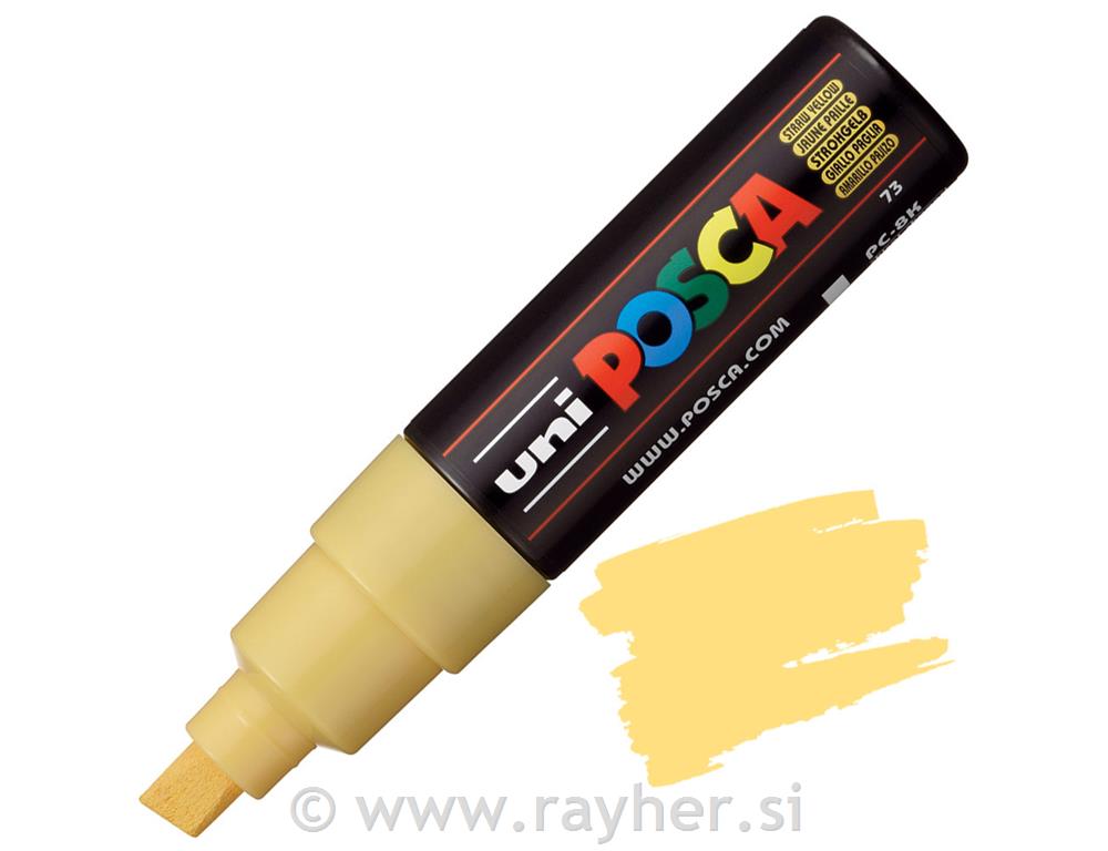 Uni POSCA marker; vrh 8 mm chissel;straw yellow