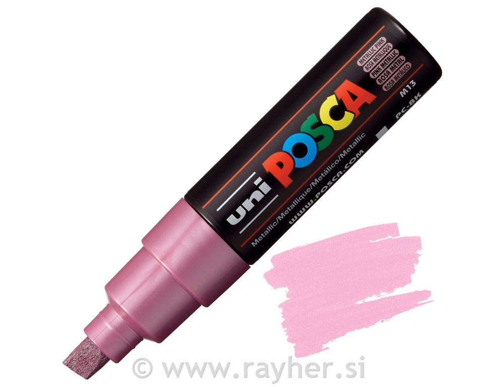 Uni POSCA marker; vrh 8 mm chissel;metallic pink