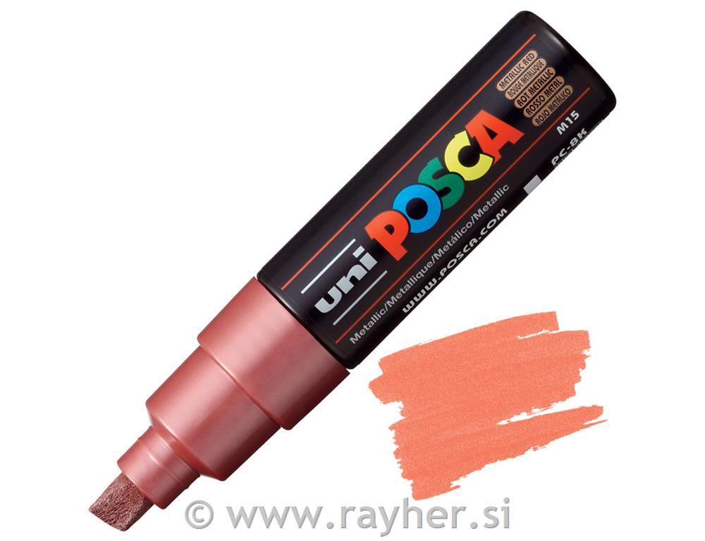 Uni POSCA marker; vrh 8 mm chissel;metallic red